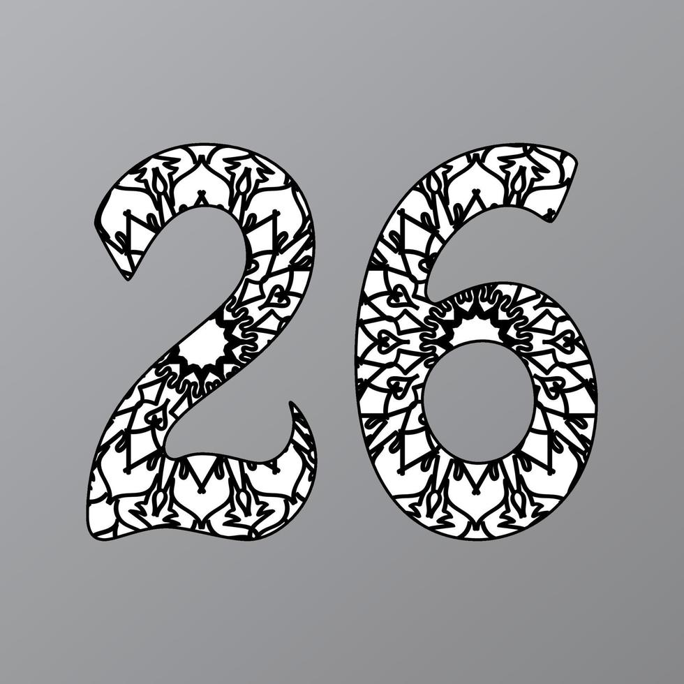 Number with Mandala. decorative ornament in ethnic oriental style. coloring book page vector