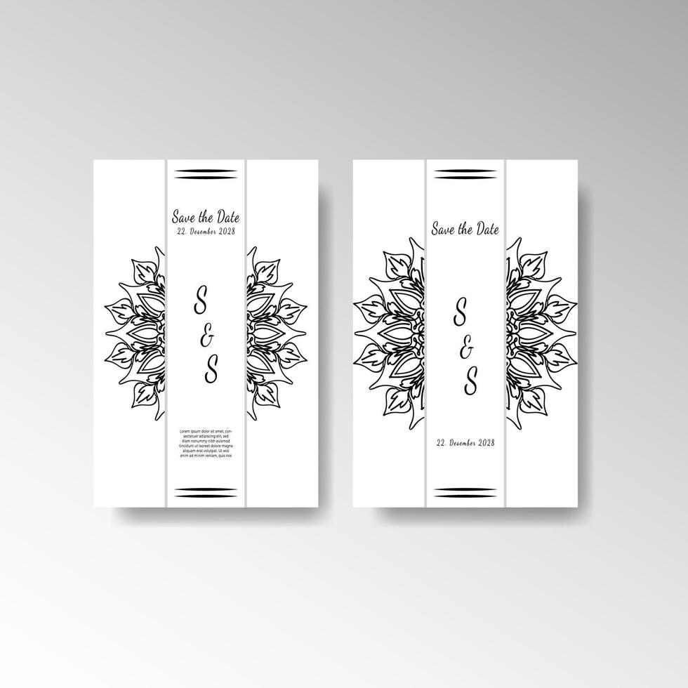 guardar el diseño de la tarjeta de invitación de fecha en estilo de tatuaje de henna. Mandala decorativa para imprimir carteles, portadas, folletos, volantes, pancartas. vector