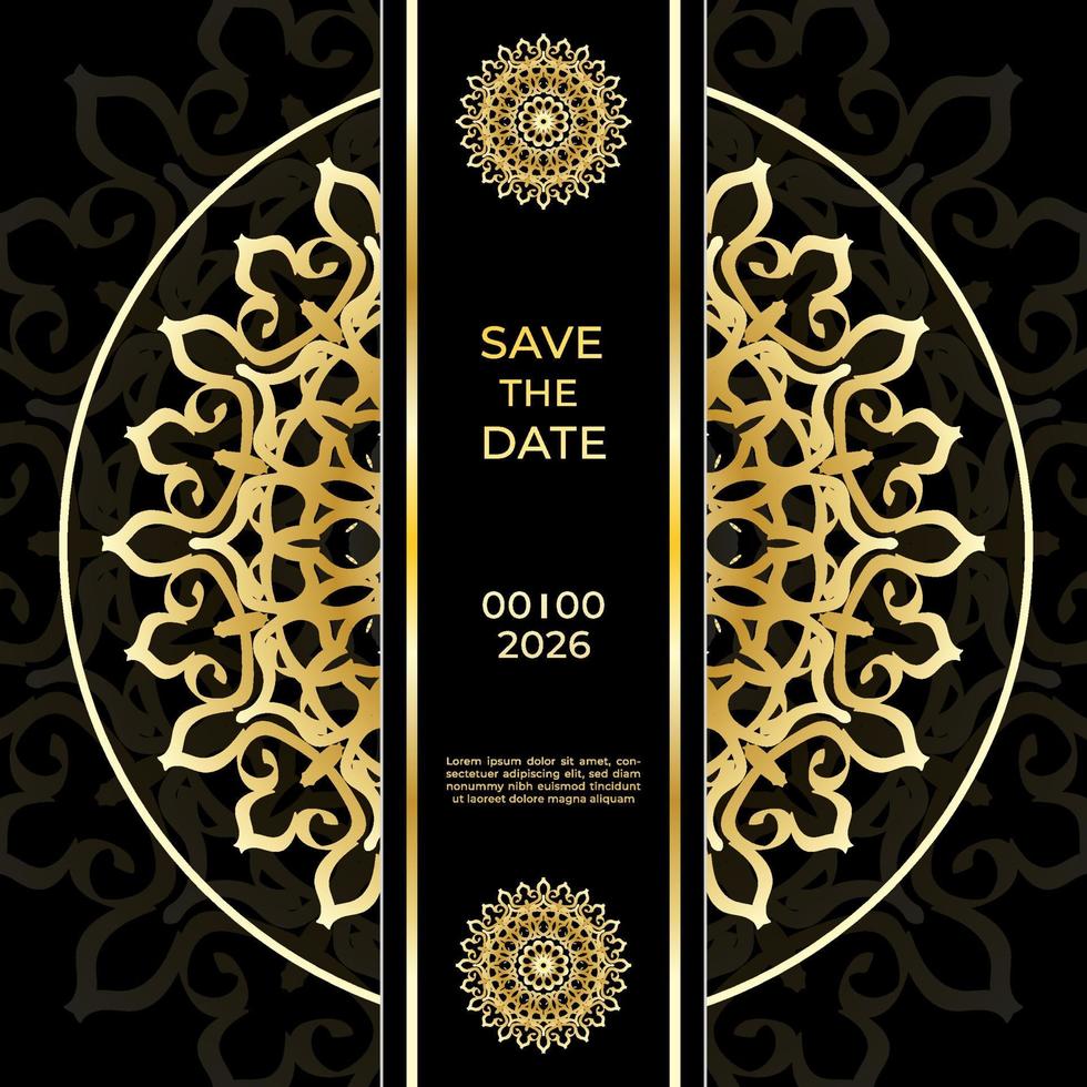 Delicate invitation card template design with mandala flower. vector