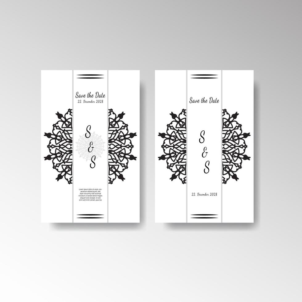 Delicate invitation card template design with mandala flower. vector