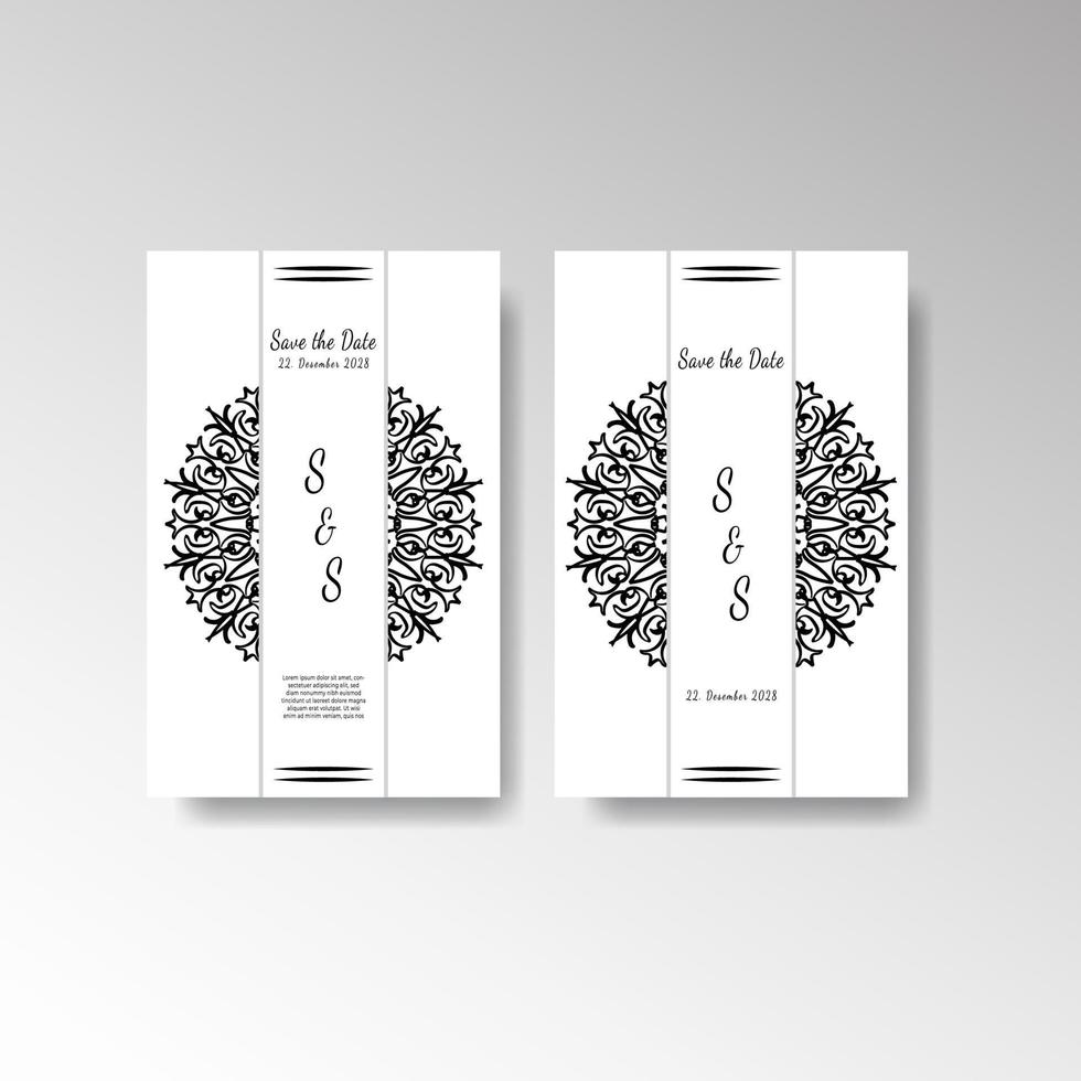 guardar el diseño de la tarjeta de invitación de fecha en estilo de tatuaje de henna. mandala decorativo para impresión, póster, portada, folleto, volante, pancarta. vector