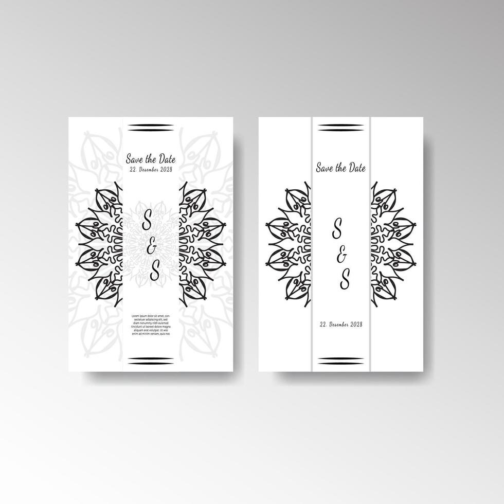 Delicate invitation card template design with mandala flower. vector