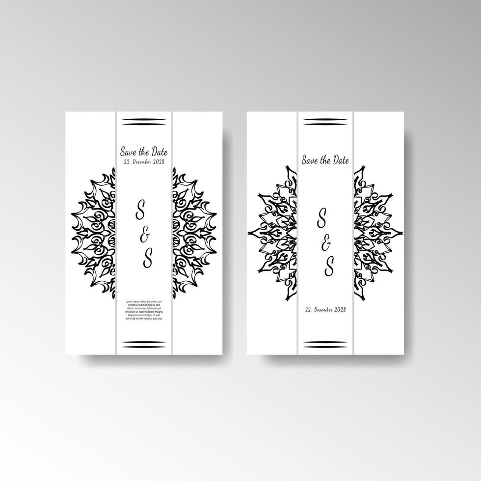Save The Date invitation card design in henna tattoo style. Decorative mandala for print, poster, cover, brochure, flyer, banner. vector