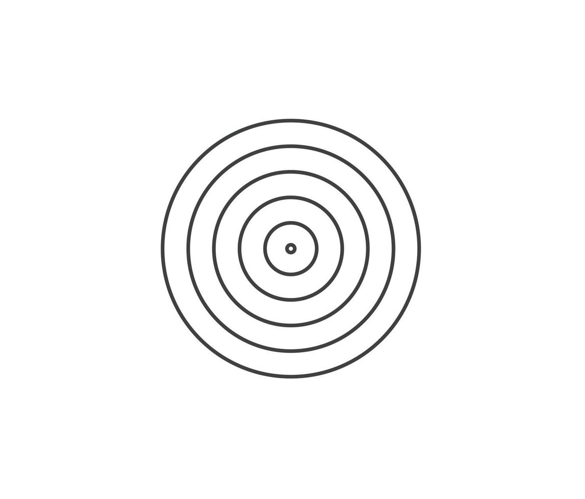 Concentric circle element. Black and white color ring. Abstract  vector illustration for sound wave, Monochrome graphic.