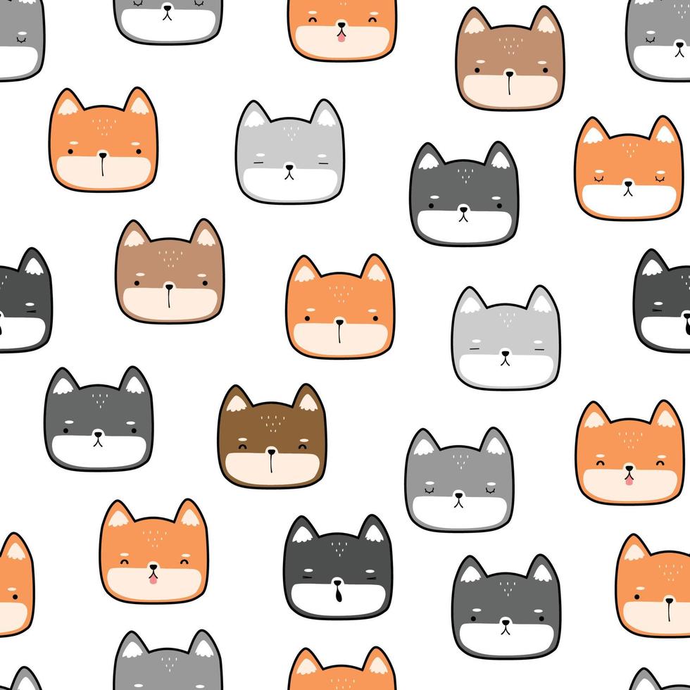 seamless pattern with shiba inu puppy dog cartoon illustration vector