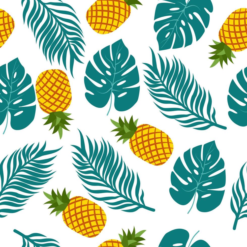 Pineapple fruit seamless pattern background,Vector illustration for textile print, wallpaper, fashion design vector