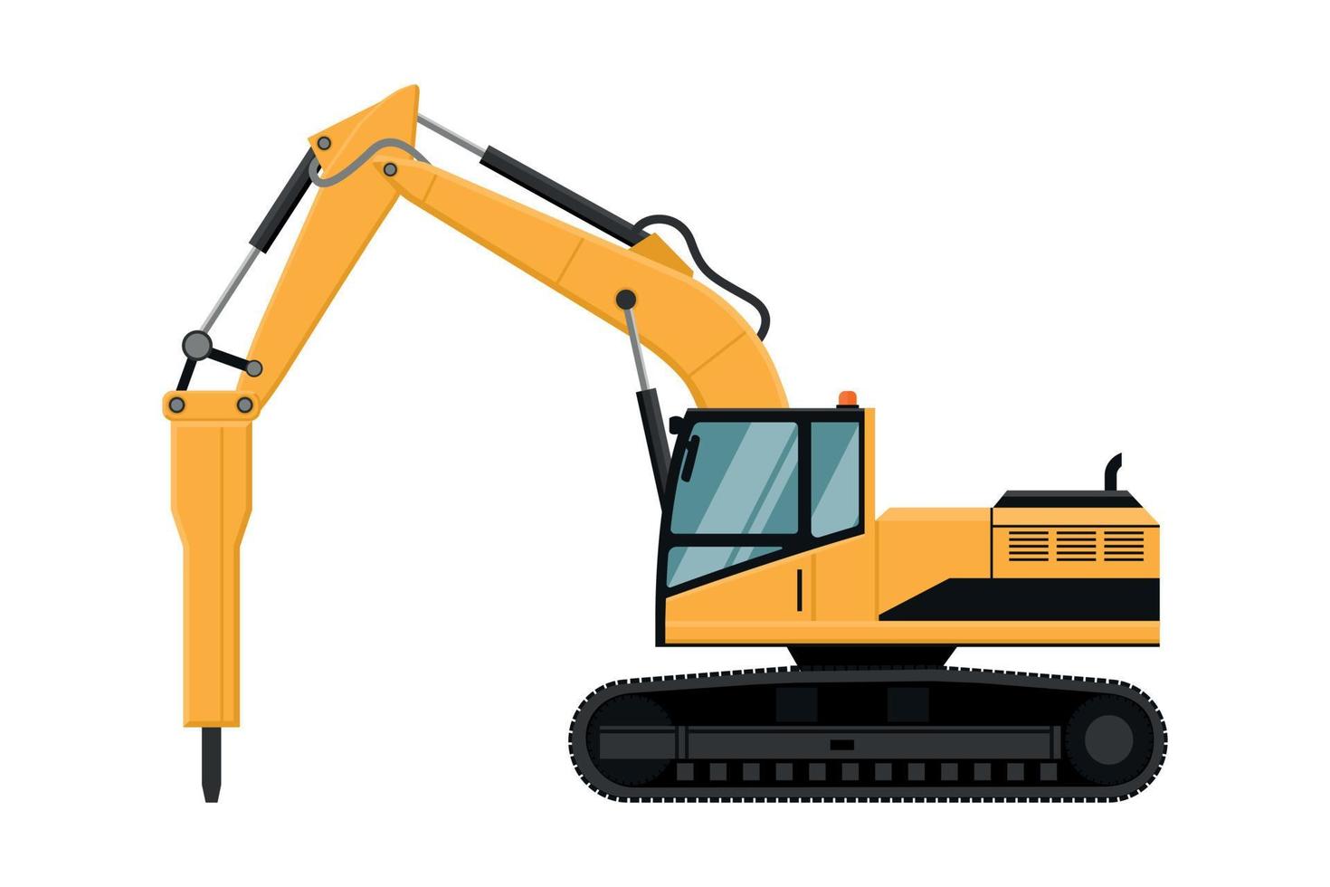 yellow hammer backhoe loader on white background vector