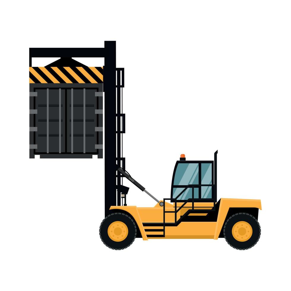 forklift machinery moving a container vector