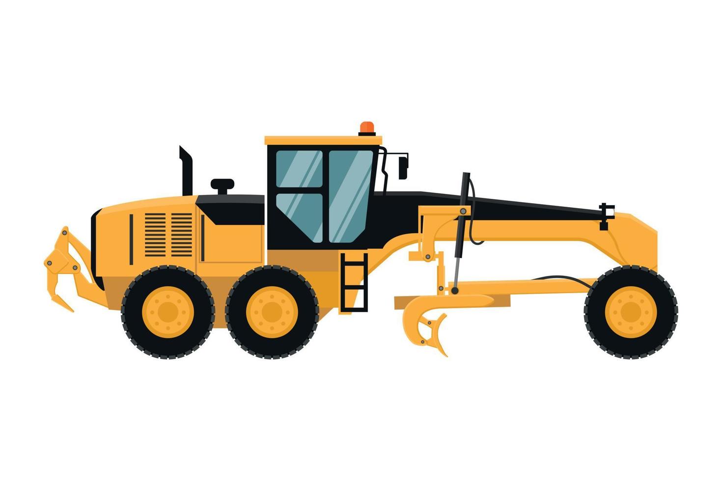 yellow motor grader for construction vector