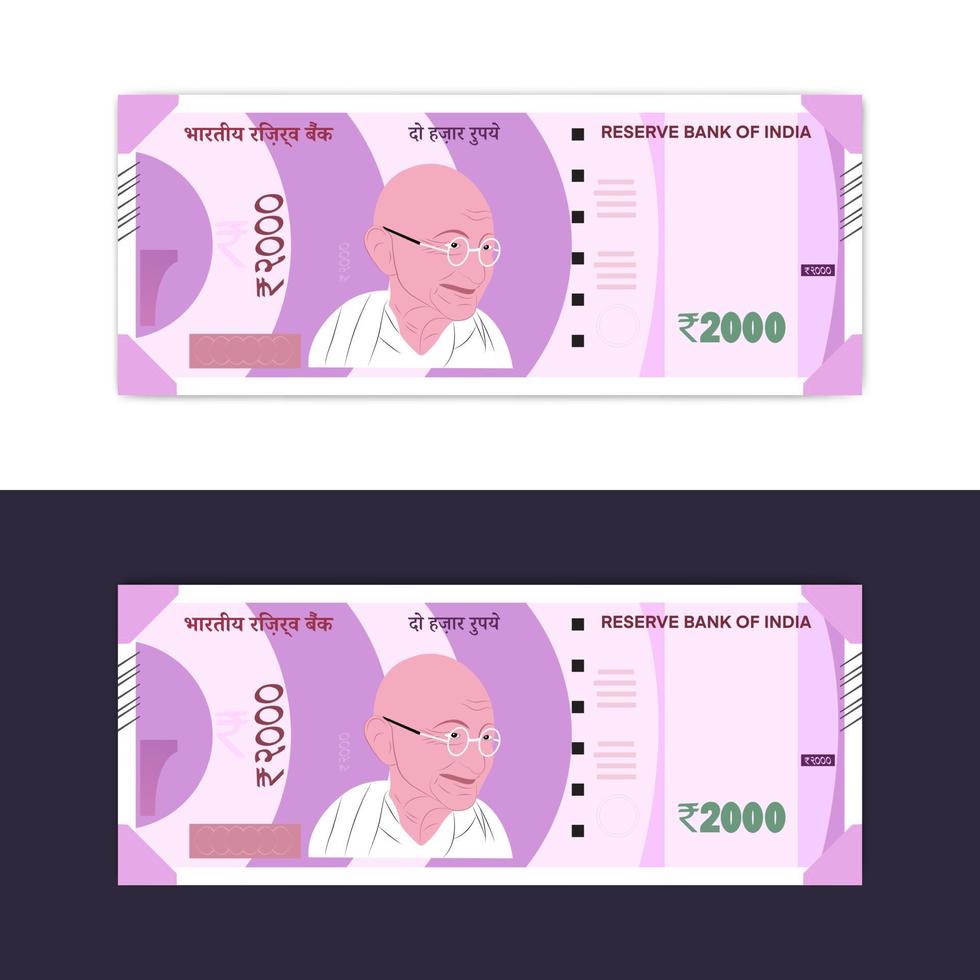 India new 2000 rupee currency notes in white background vector
