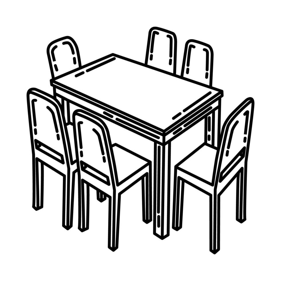 Dining Table Icon. Doodle Hand Drawn or Outline Icon Style vector