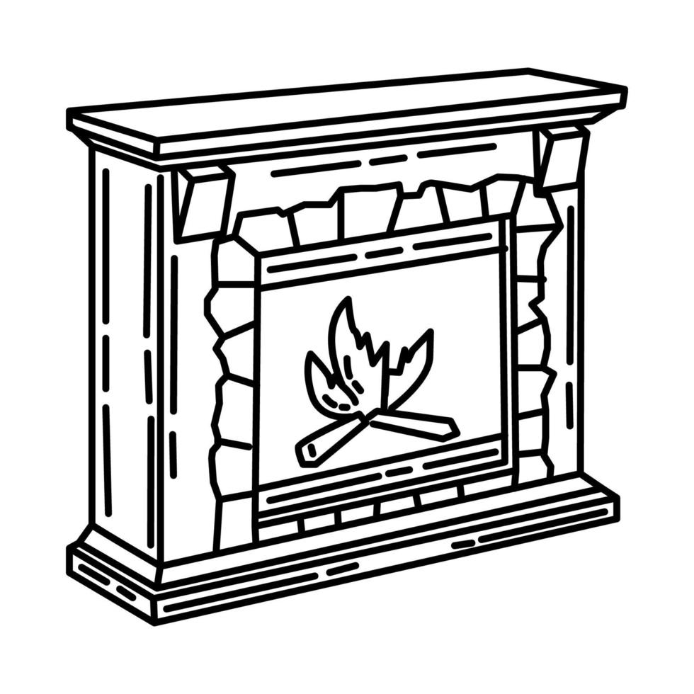 Fireplace Icon. Doodle Hand Drawn or Outline Icon Style vector