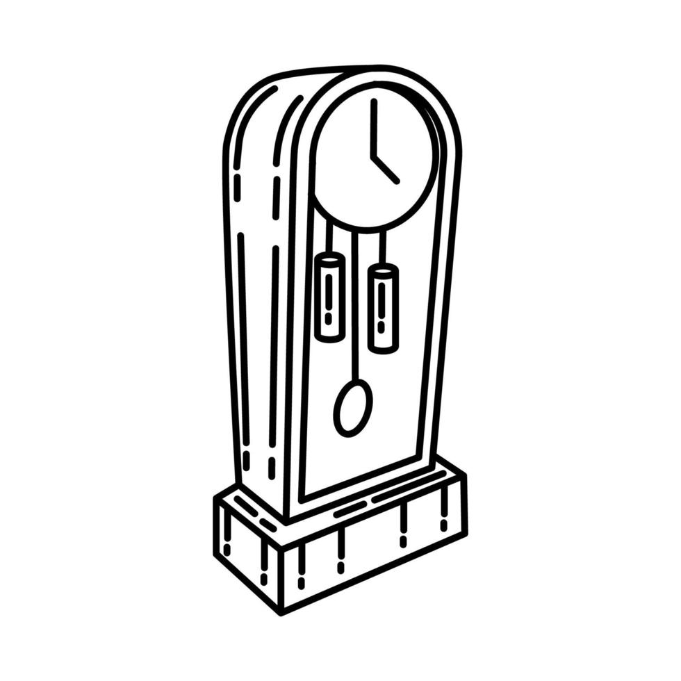 icono de reloj de abuelo. Doodle dibujado a mano o estilo de icono de contorno vector