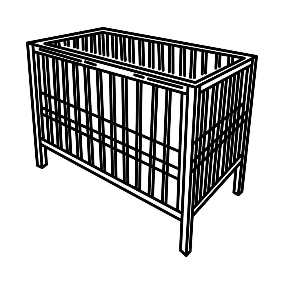 Cot Bed Icon. Doodle Hand Drawn or Outline Icon Style vector