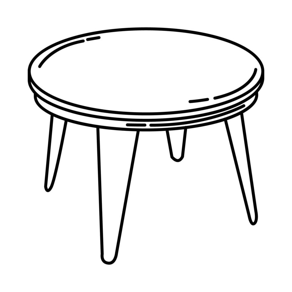 Round Table Icon. Doodle Hand Drawn or Outline Icon Style vector