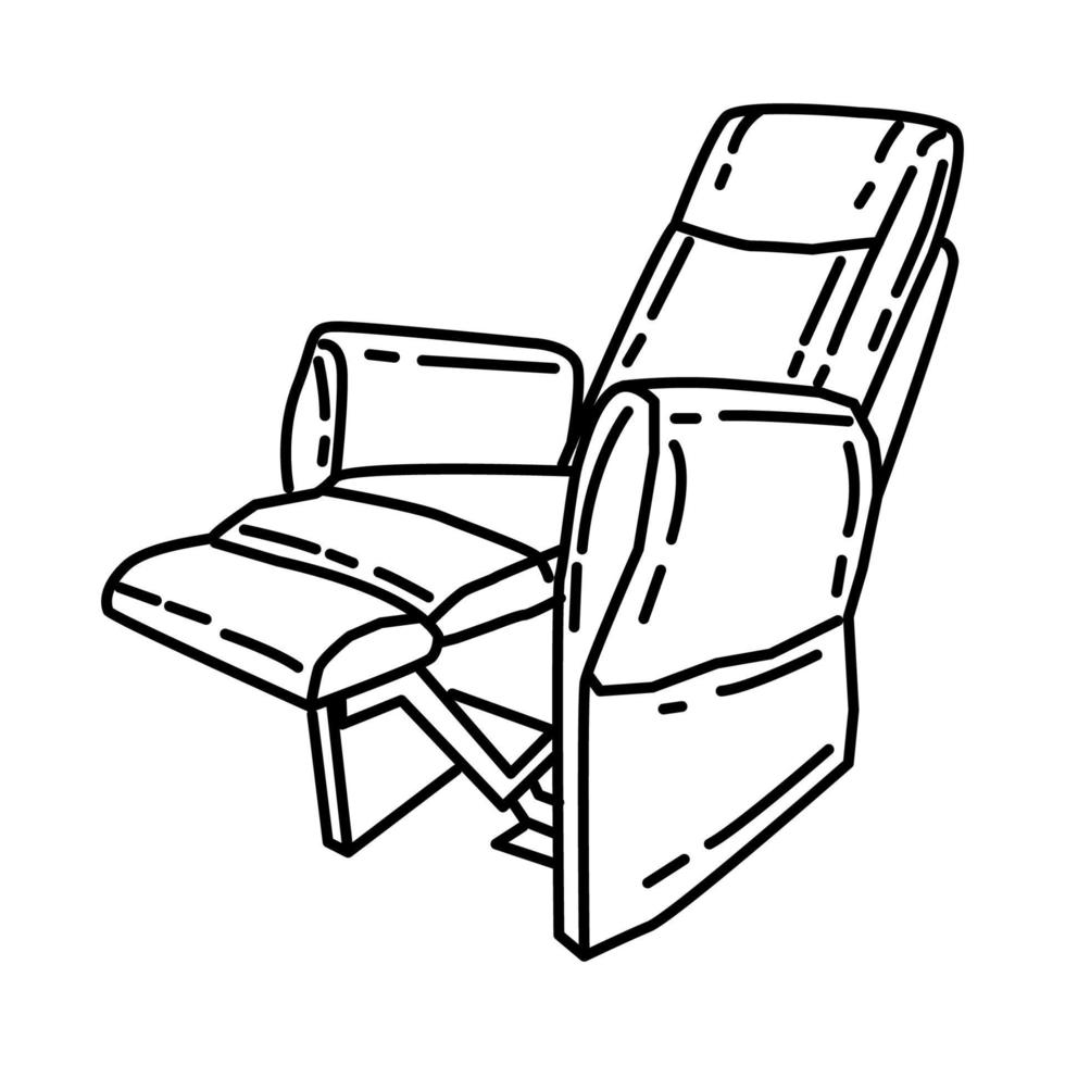 icono de sillón reclinable. Doodle dibujado a mano o estilo de icono de contorno vector