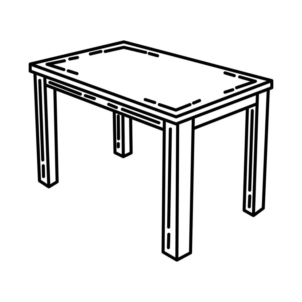 icono de mesa. Doodle dibujado a mano o estilo de icono de contorno vector