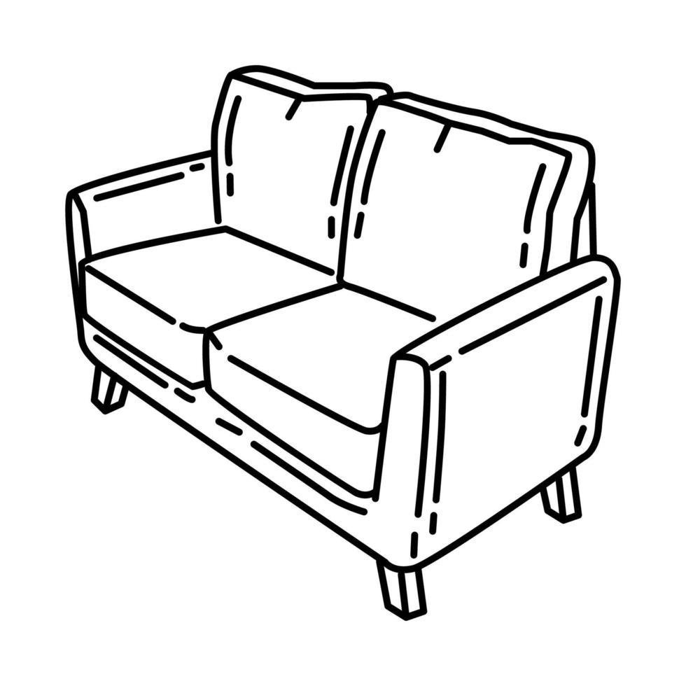 Sofa Icon. Doodle Hand Drawn or Outline Icon Style vector