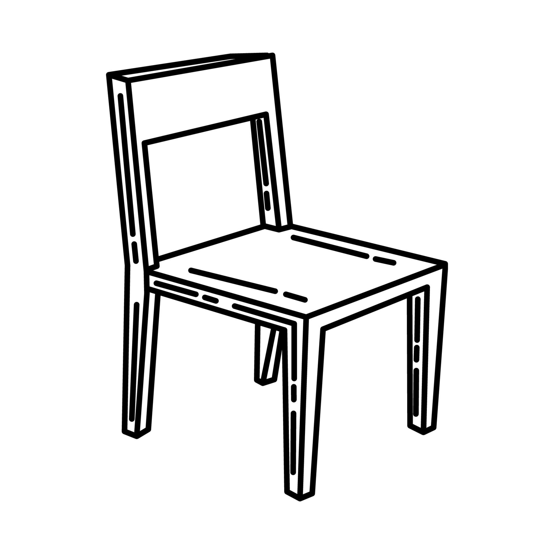 Wooden Dining Chair Icon. Doodle Hand Drawn or Outline Icon Style