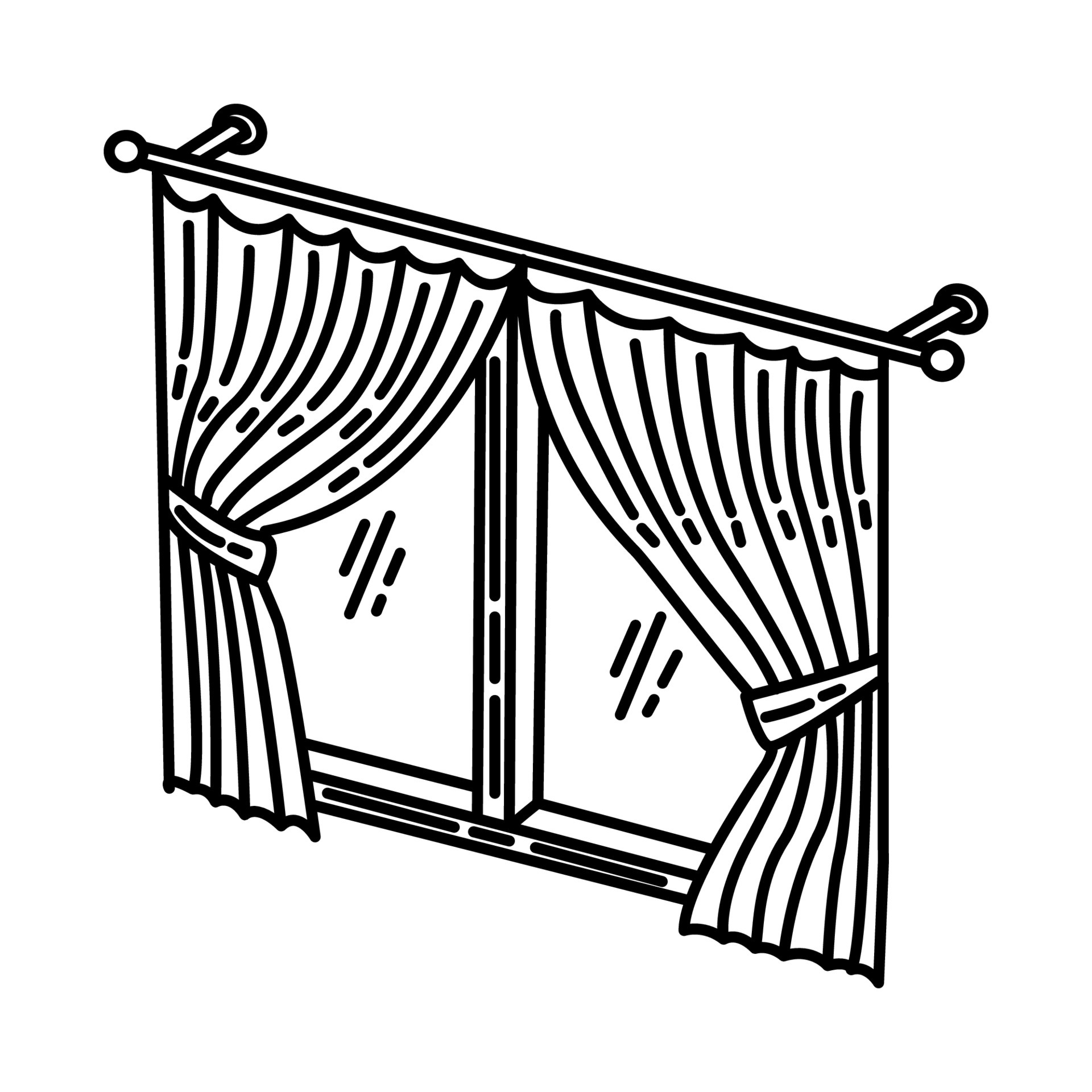 Window Curtains Icon. Doodle Hand Drawn or Outline Icon Style 4707276 ...