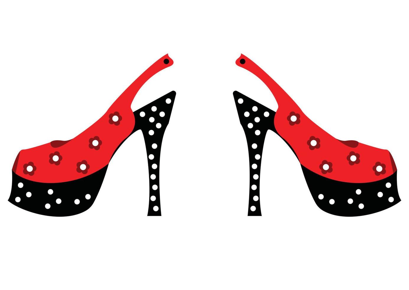 Vintage retro style heels. Life and Heels. High red heels isolated on a transparent background. Fashion concept vector