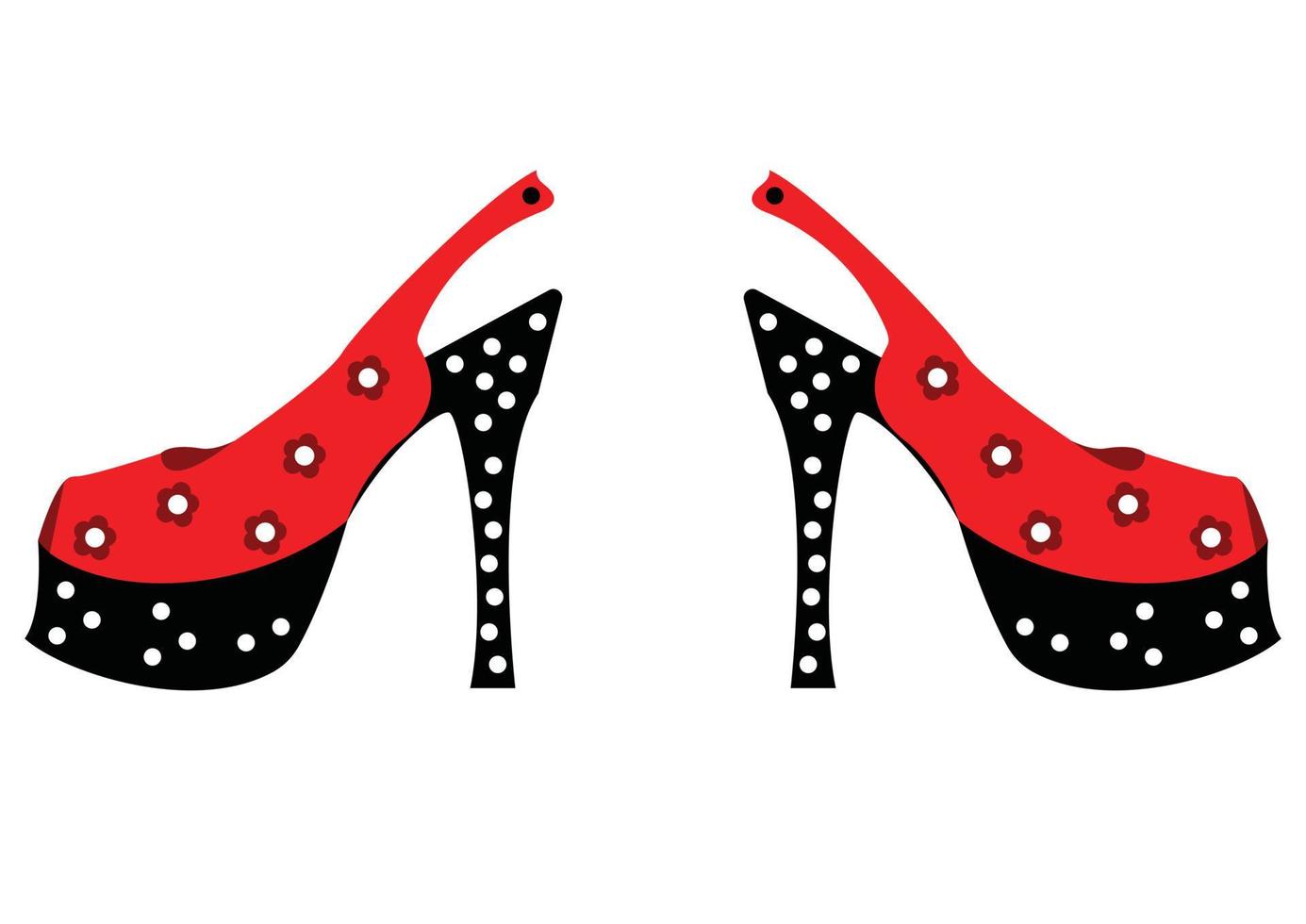 Vintage retro style heels. Life and Heels. High red heels isolated on a transparent background. Fashion concept vector
