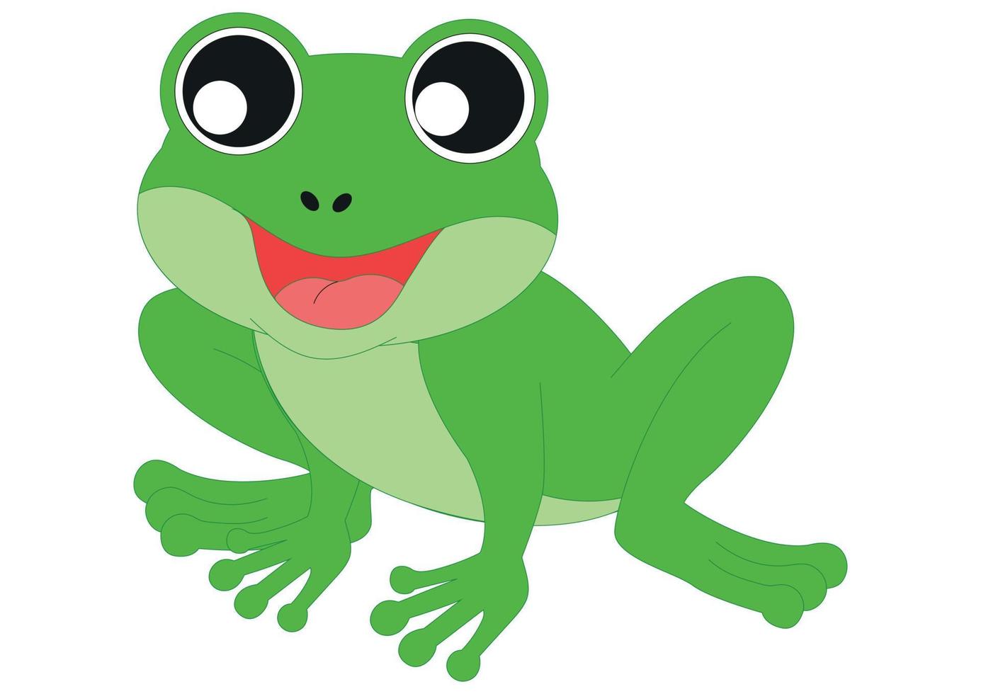 Vector Illustration of Cute Cartoon Frog. Happy Frog