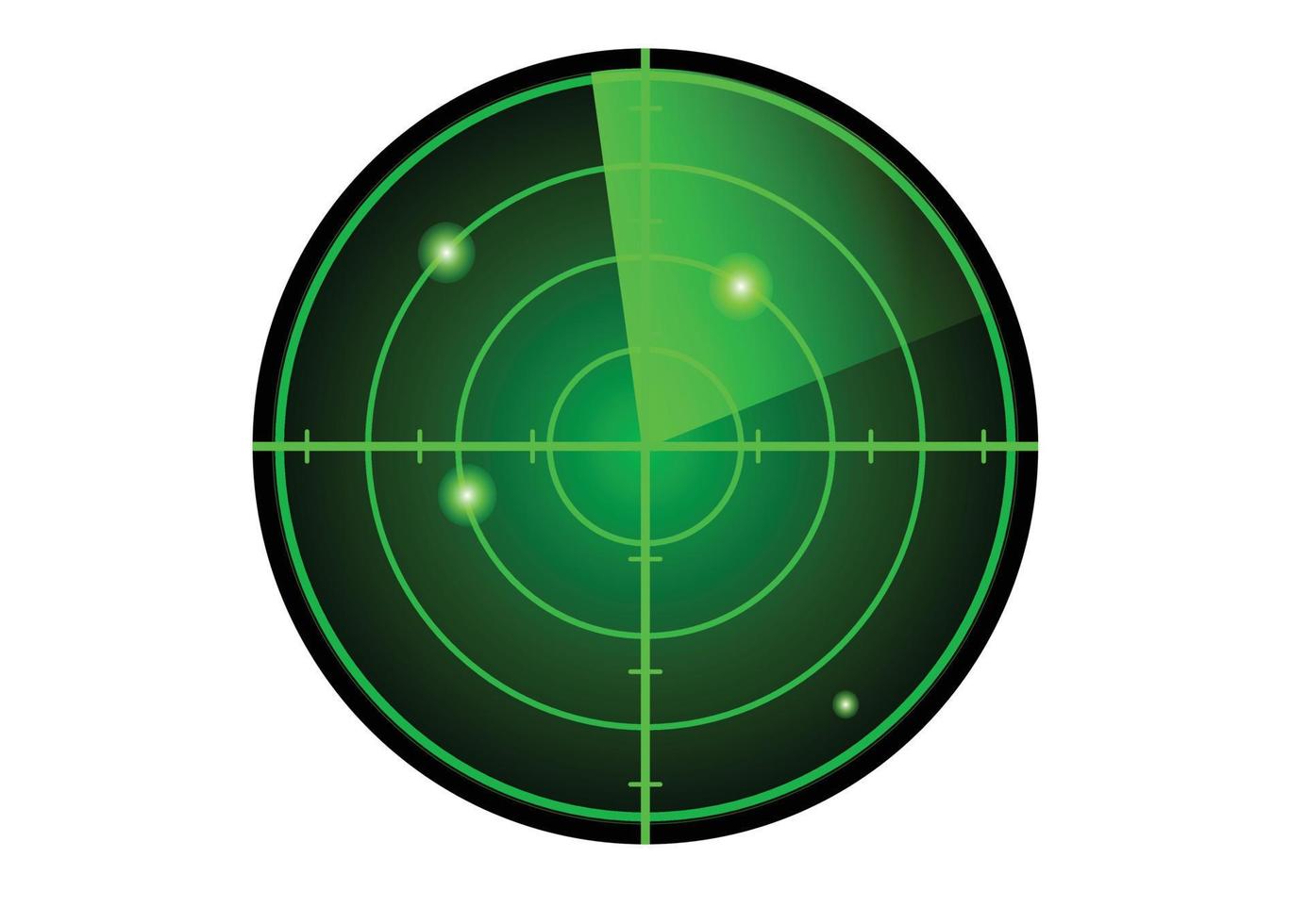 vector radar verde. pantalla de radar hud. Ilustración vectorial de radar con objetivos en acción aislado sobre fondo blanco.