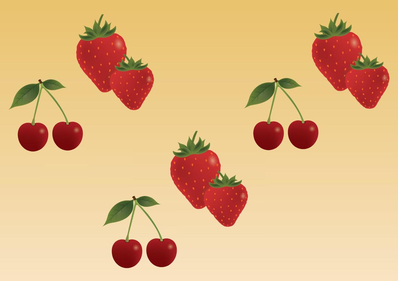 Vector illustration of Strawberry and cherries. Fresh fruits