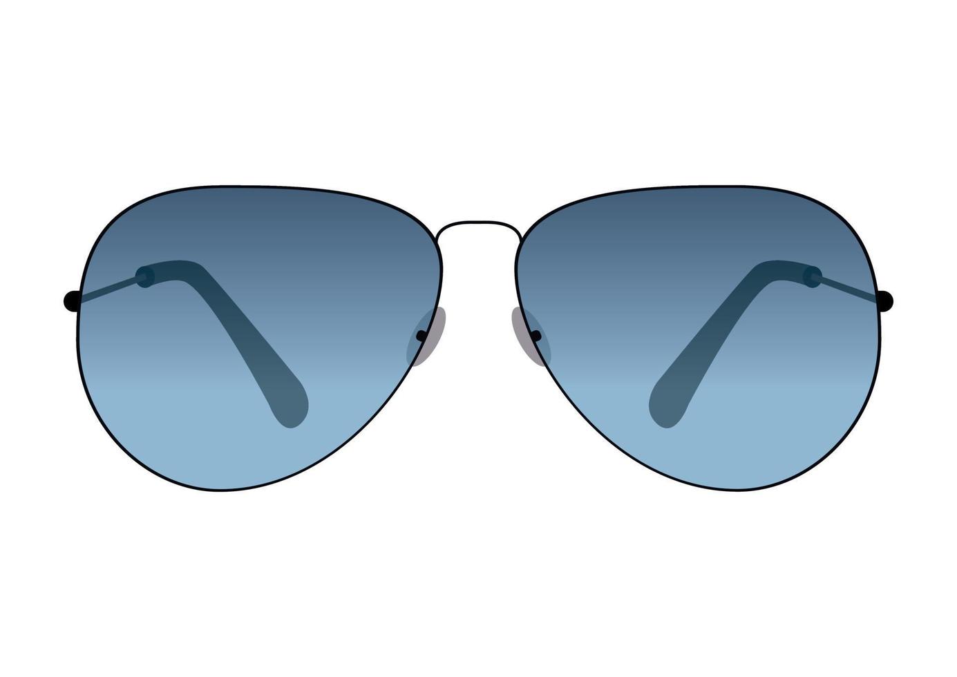 Gafas de sol. Gafas de sol de lente azul aislado sobre fondo blanco. vector