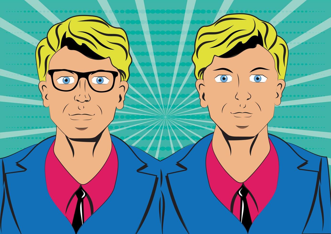 Vector Illustration of comic blonde hair man. Pop art comic blonde hair man. Pop art comic