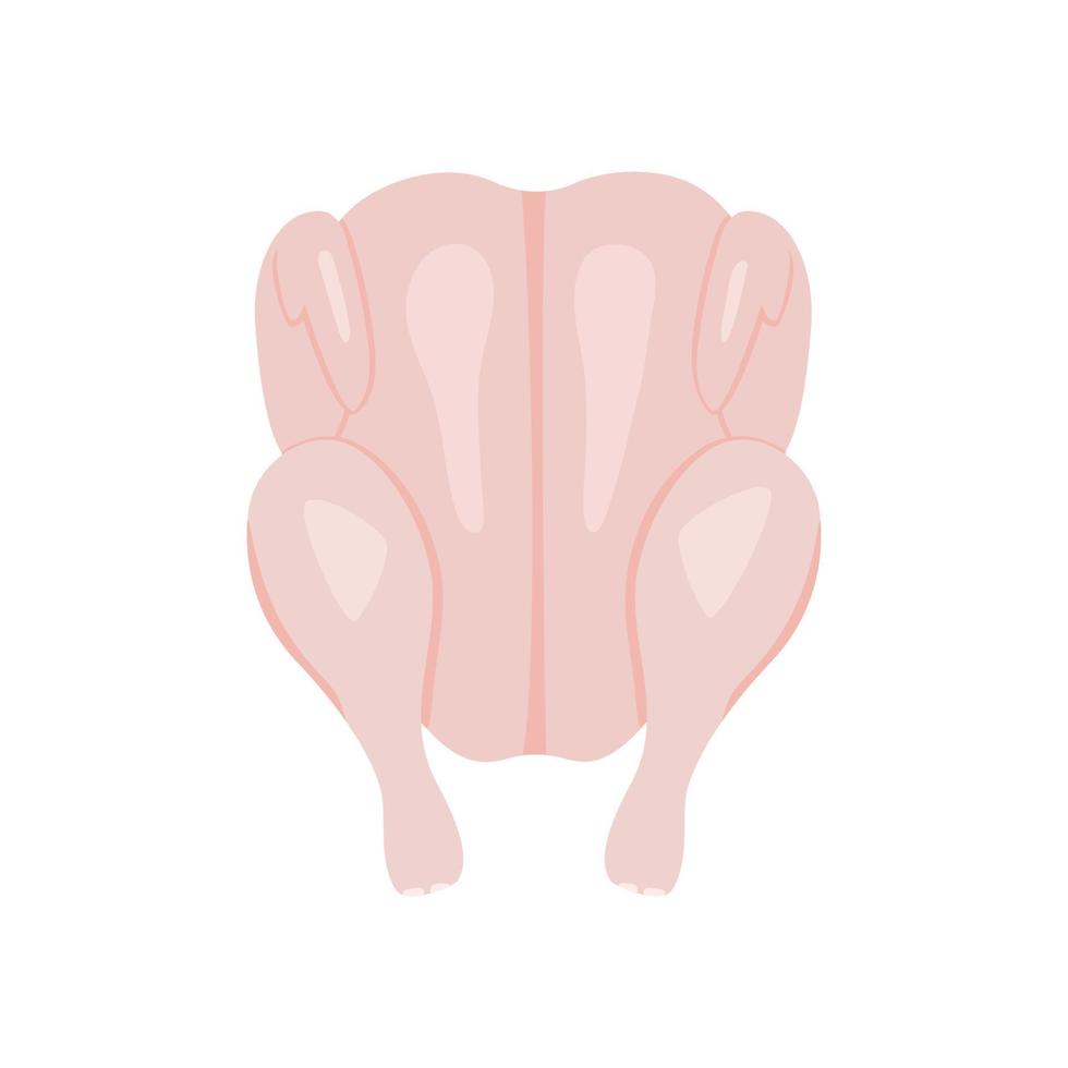 Raw chicken meat, food chicken carcass. Top view. Vector illustration