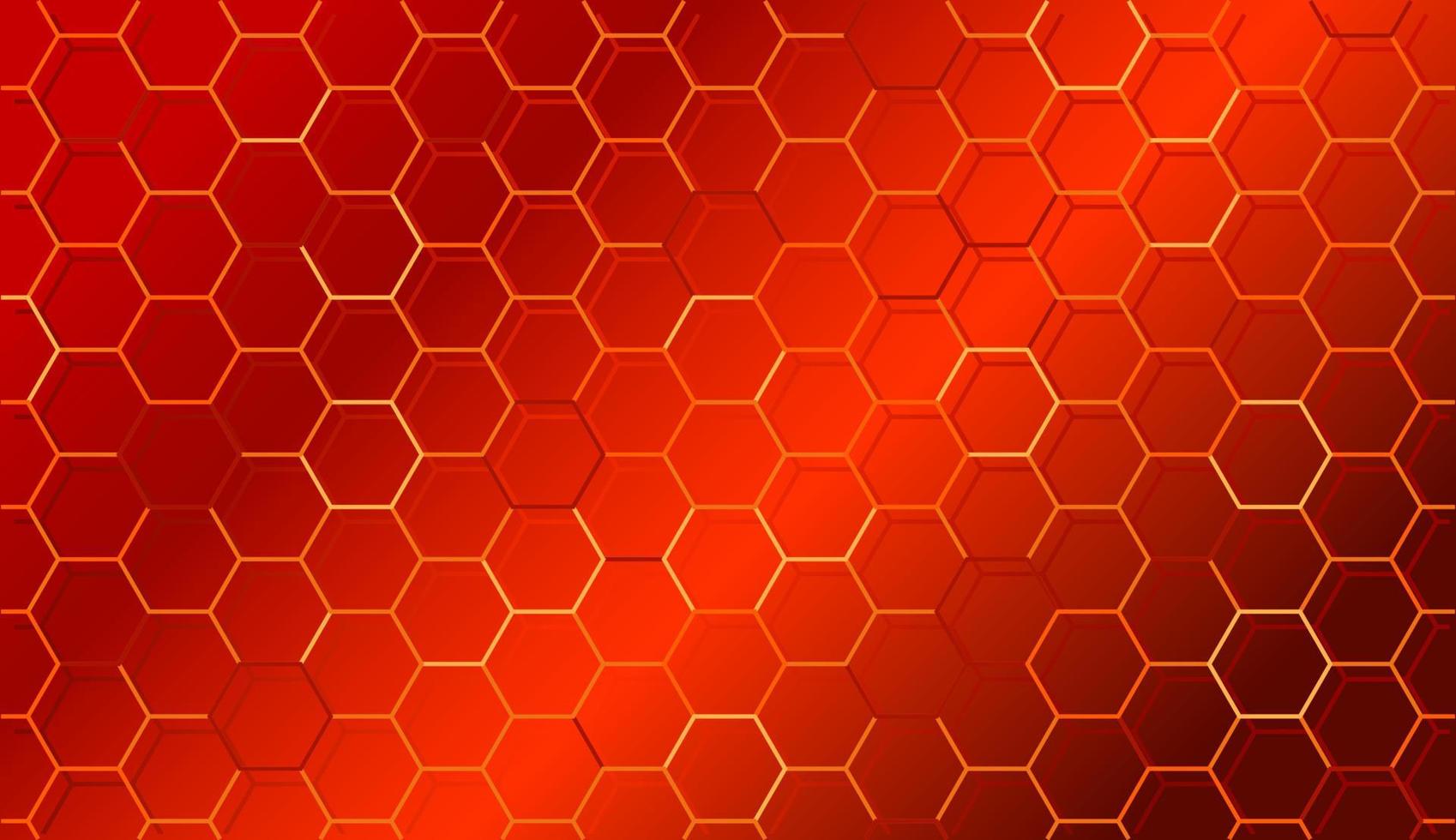 Red blazing honeycomb, grid background from honeycomb. Abstract hot pattern. Vector