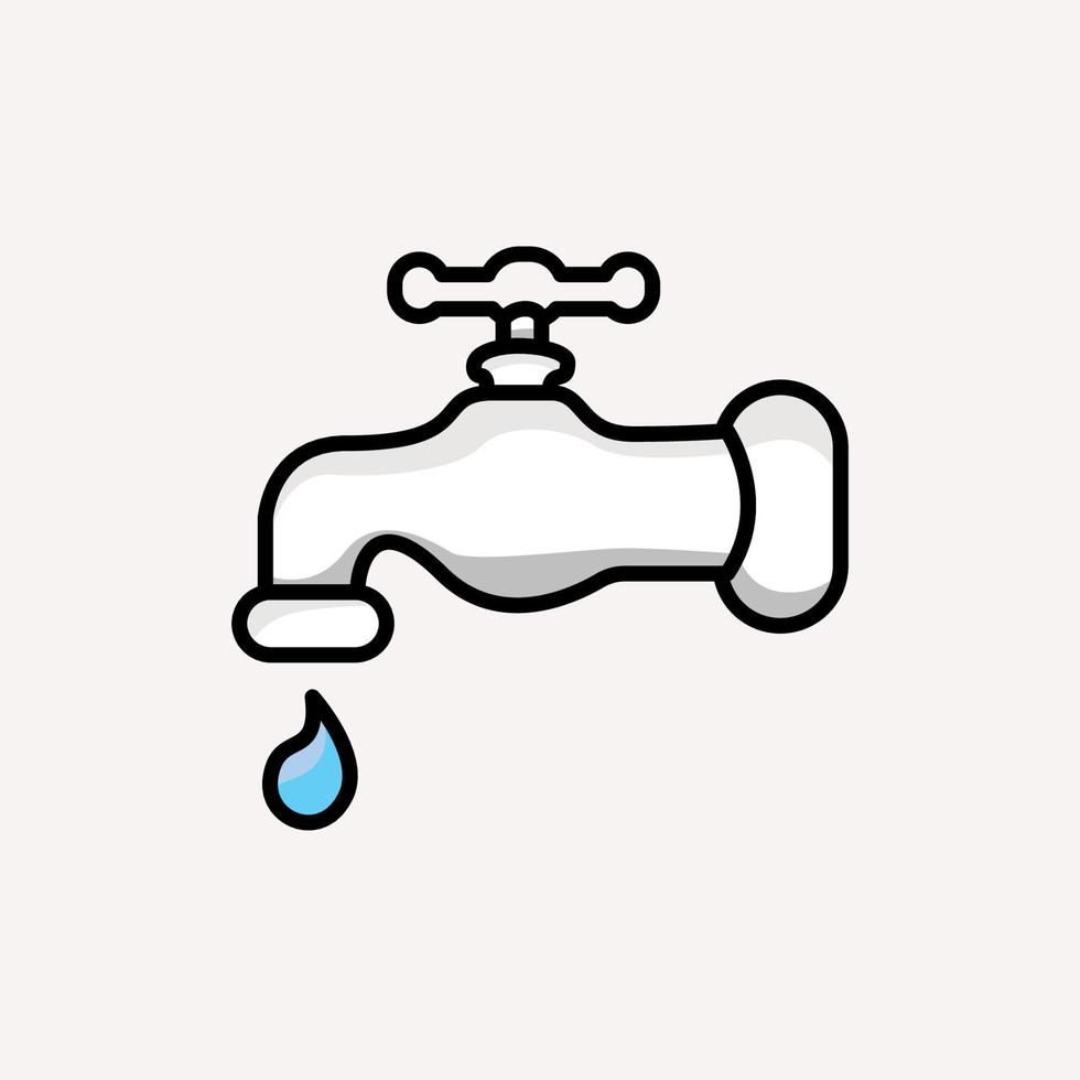 White water faucet, water faucet illustration, dripping water, drops of water falling down vector