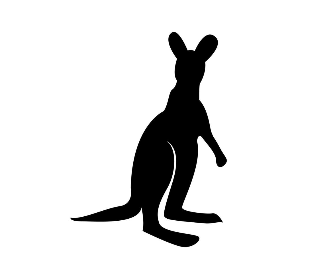 kangaroo illustration looking sideways, kangaroo silhouette vector