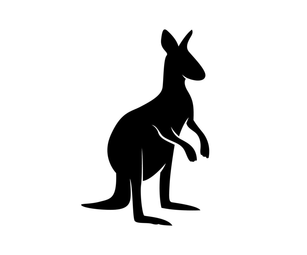 standing kangaroo illustration, kangaroo silhouette vector