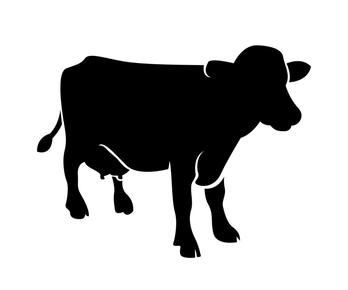 farm cow, cow, dairy cow silhouette vector