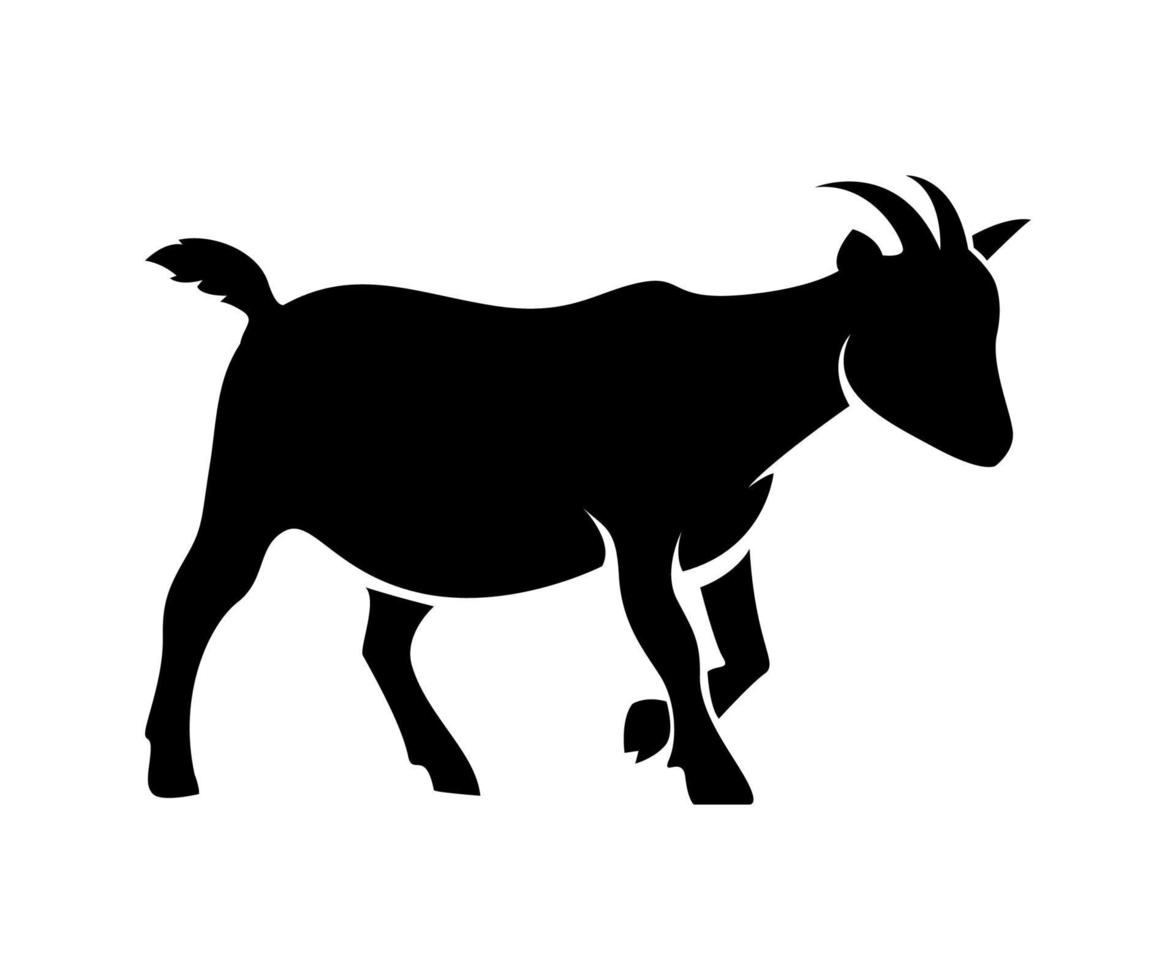 male goat silhouette design, walking goat silhouette vector