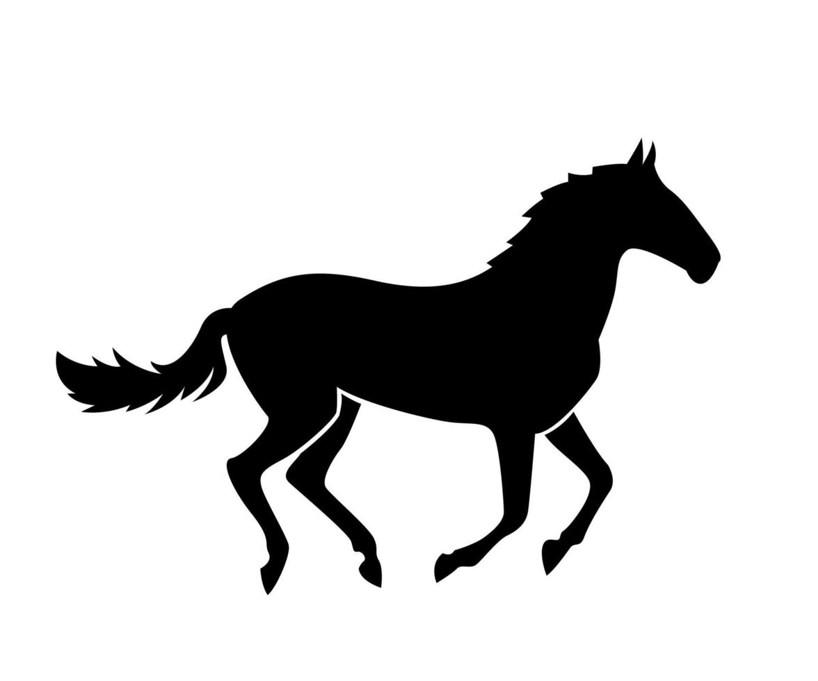 horse silhouette, horse running slowly, horse logo vector