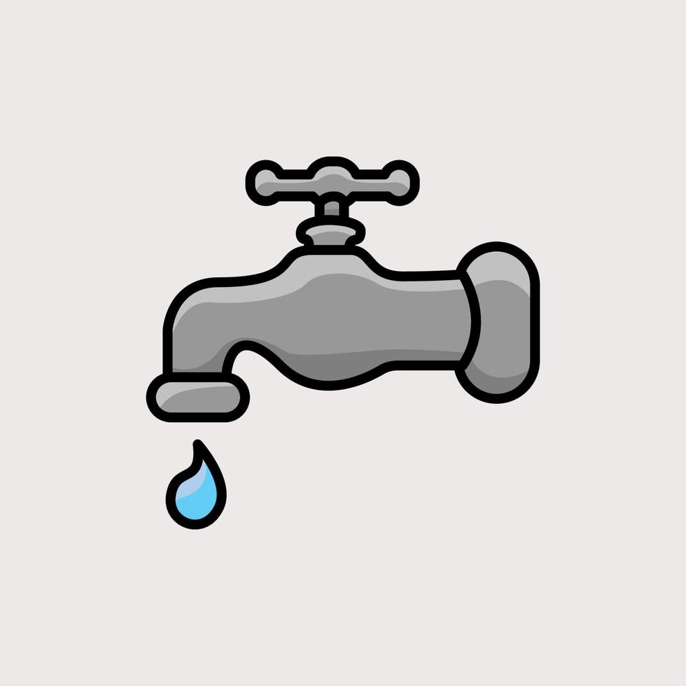 Brown faucet, water faucet illustration, dripping water, drops of water falling down vector