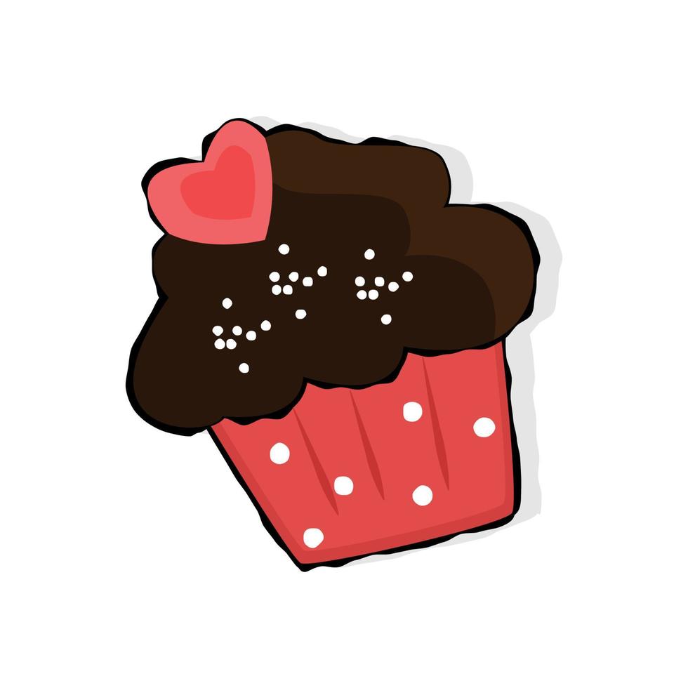 ilustración de cupcake con crema de chocolate vector