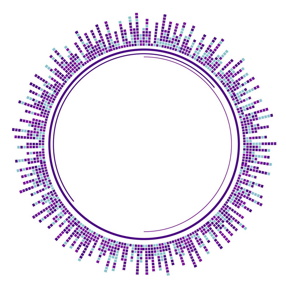 Abstract circular equalizer. Eq round audio soundwaves. Graphic equalizer. Frame. Vector illustration