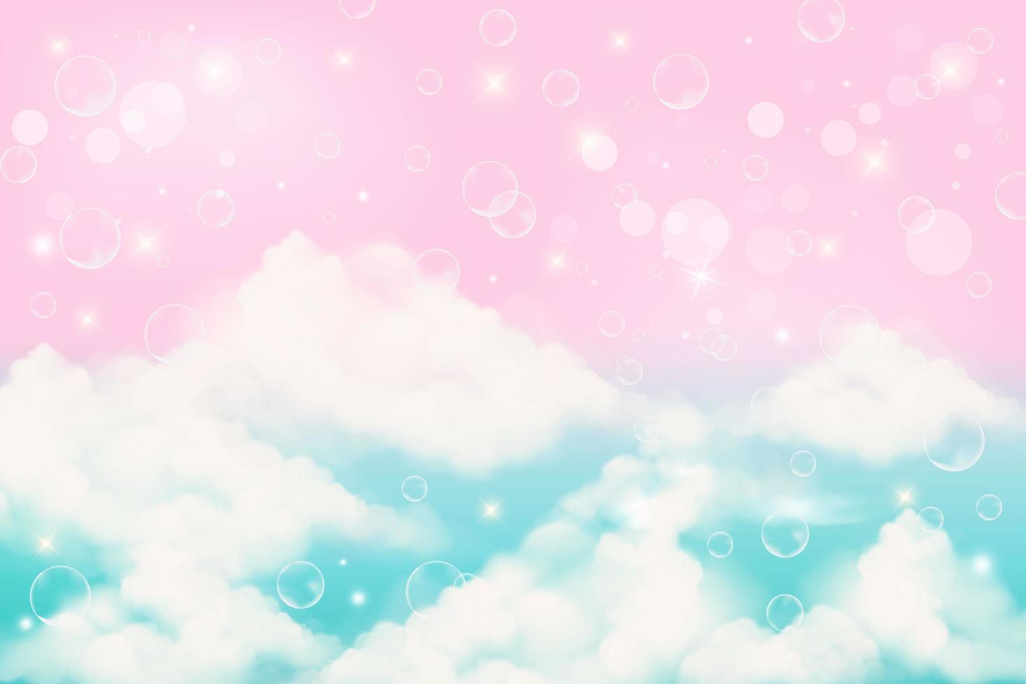 Fondo de unicornio arco iris de fantasía holográfica con nubes y burbujas.  cielo de color pastel. paisaje mágico, patrón abstracto fabuloso. lindo  fondo de pantalla de dulces. vector. 4708367 Vector en Vecteezy