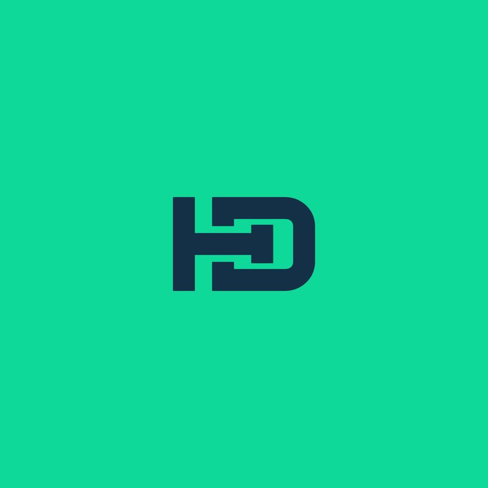 logotipo de hd abstracto, logotipo de iniciales hd moderno aislado sobre fondo verde vector