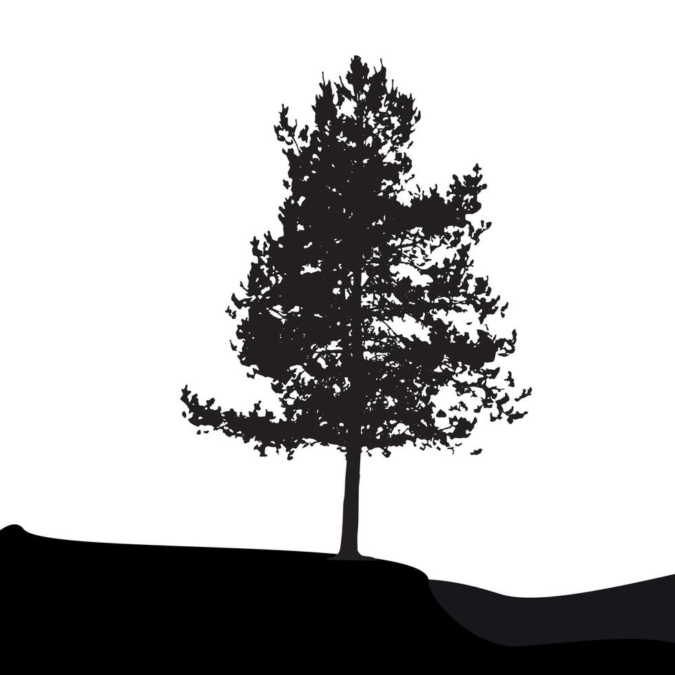 Tree Silhouette Isolated on White Backgorund. Vecrtor Illustrati vector