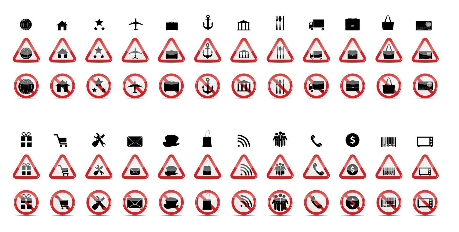 Set of Prohibition Signs. Vector Illustration