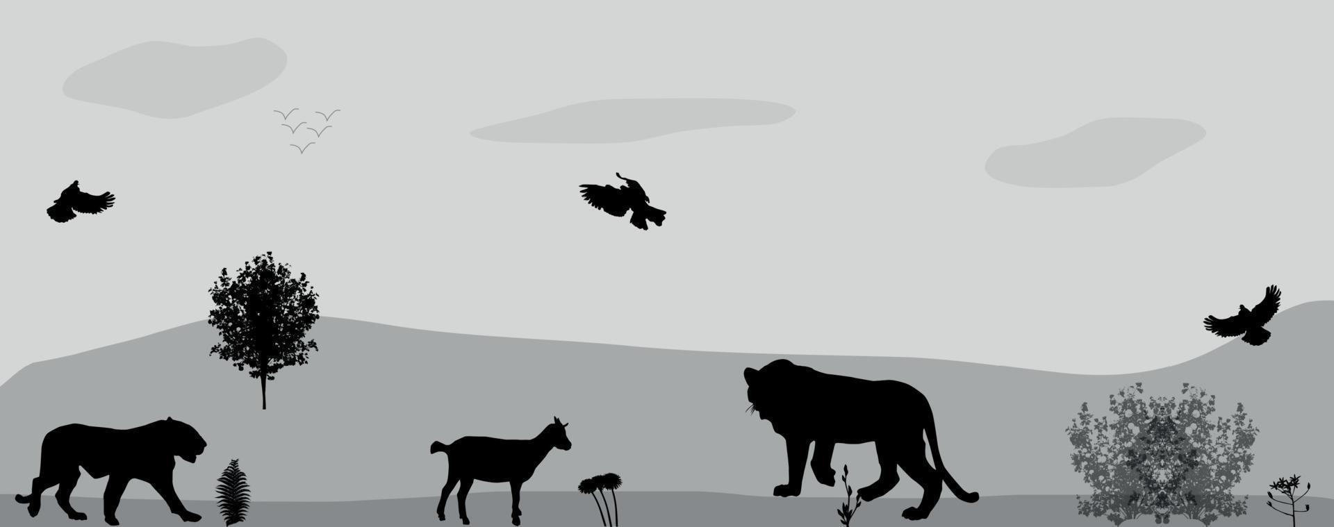 animales salvajes al acecho. ilustración vectorial. vector