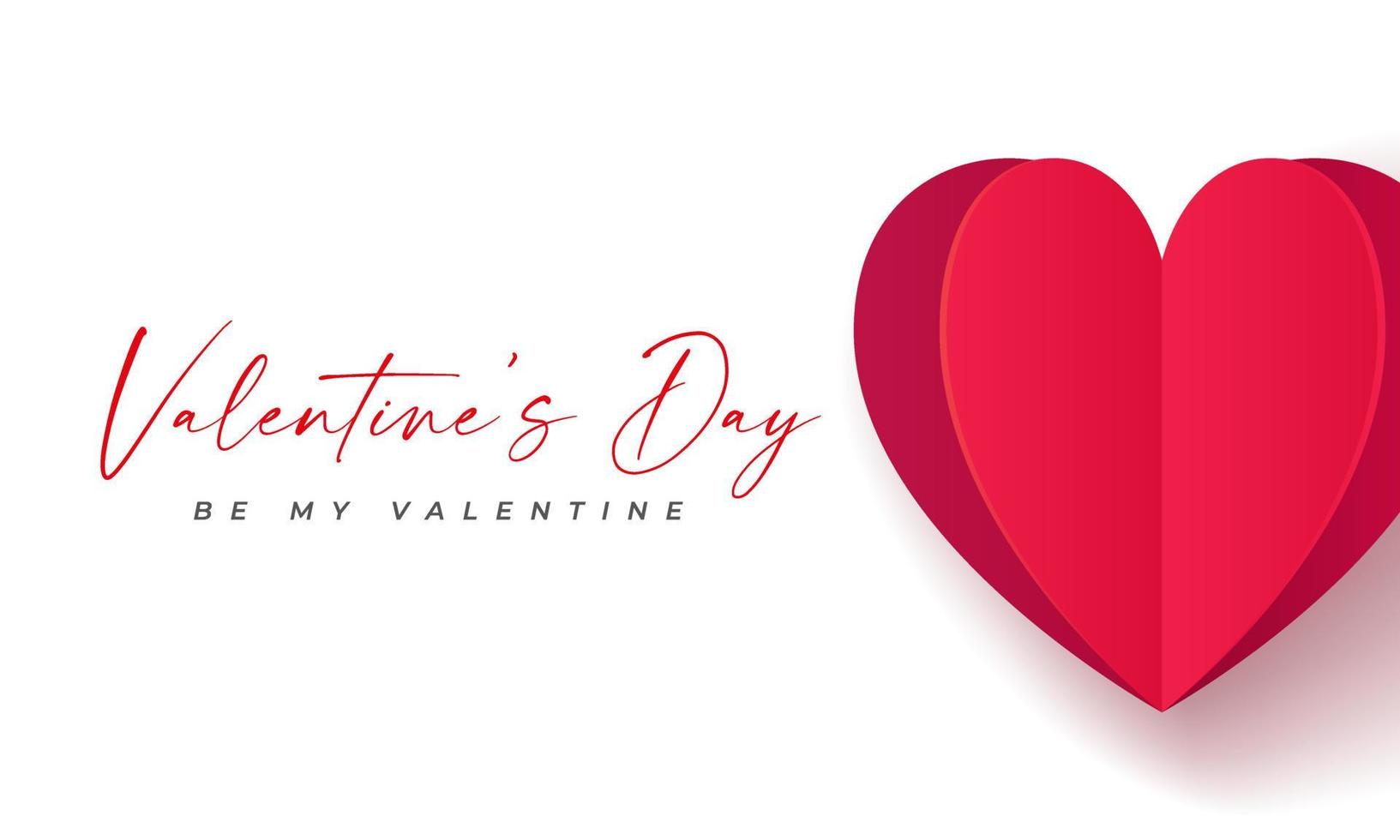 Happy Valentine's Day banner. Holiday background design with big heart made of red and pink Origami Hearts. Horizontal poster, flyer, greeting card, header for website vector