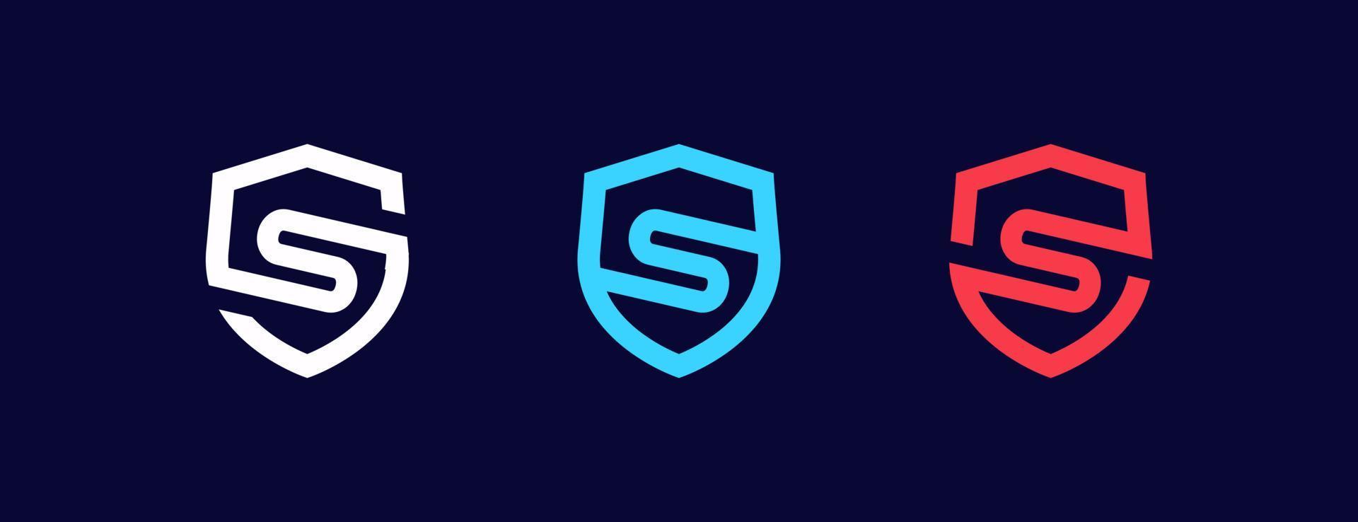 abstract s shield logo set . letter s in the shield with clean outline or monoline  style . vector illustration eps10