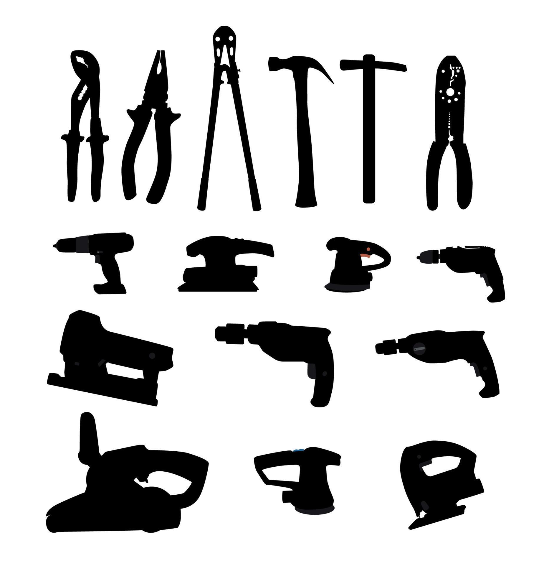 Collection of Power Tools Vector Illustration Silhouette 4708712 Vector